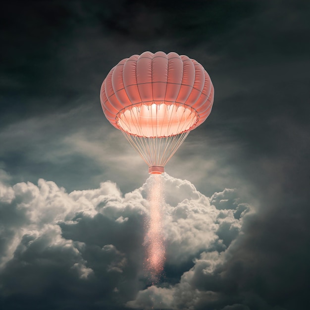 Une structure aérienne fantastique de ballons flottant dans le ciel
