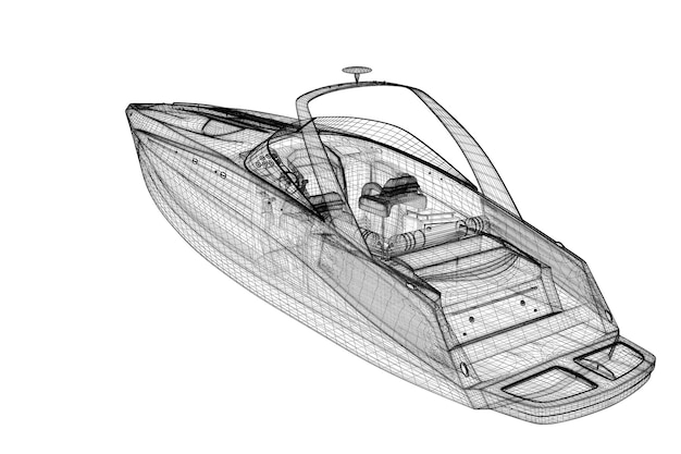 Structure de carrosserie du modèle 3D de Ferryboat Cargo, modèle de fil