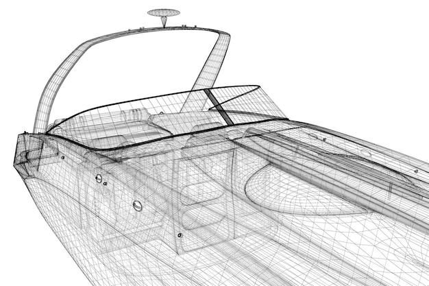 Structure de carrosserie du modèle 3D de Ferryboat Cargo, modèle de fil