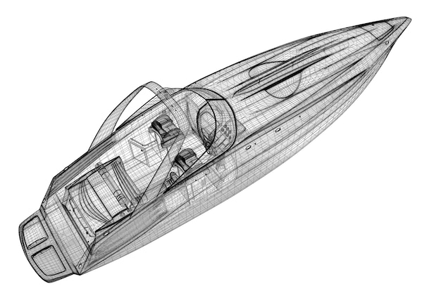 Structure de carrosserie du modèle 3D de Ferryboat Cargo, modèle de fil