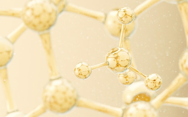 Structure cellulaire avec rendu 3d de fond doré