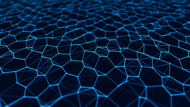 Structure de connexion de réseau Arrière-plan technologique abstrait Arrière-plans scientifiques Big data arrière-plan numérique rendu 3D