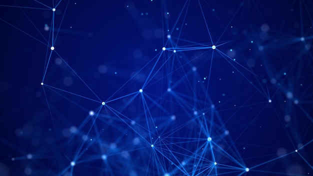 Structure de connexion réseau Fond numérique avec points et lignes Visualisation Big Data Rendu 3D