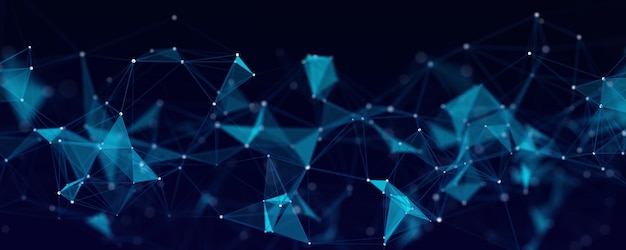 Structure de connexion réseau Fond numérique avec points et lignes Visualisation Big Data Rendu 3D