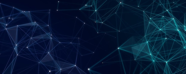Structure de connexion réseau Fond numérique avec points et lignes Visualisation Big Data Rendu 3D