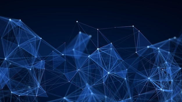 Structure de connexion réseau Fond numérique avec points et lignes Visualisation Big Data Rendu 3D