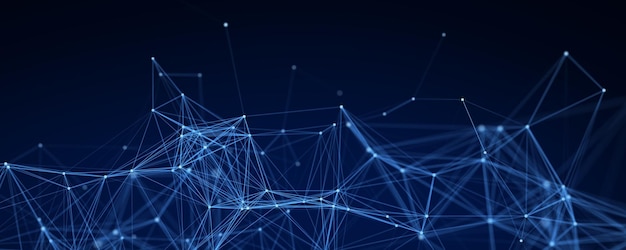Structure de connexion réseau Fond numérique avec points et lignes Visualisation Big Data Rendu 3D