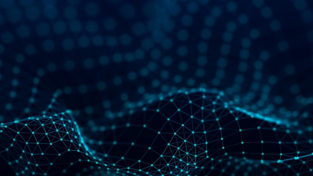 La structure de la connexion réseau des points et des lignes La technologie des données Arrière-plan numérique Rendu 3D