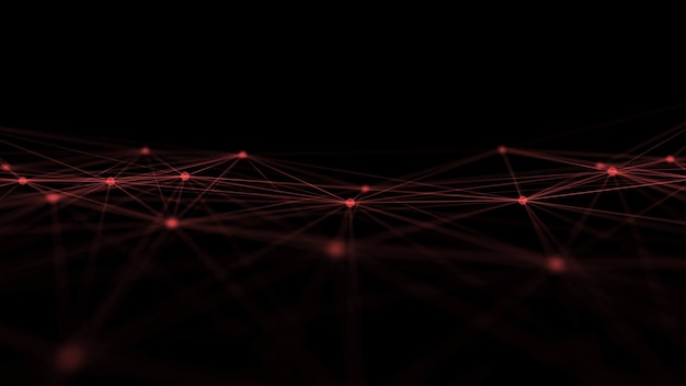 Structure de connexion réseau Transfert de données Abstrait avec imbrication de points et de lignes rendu 3D