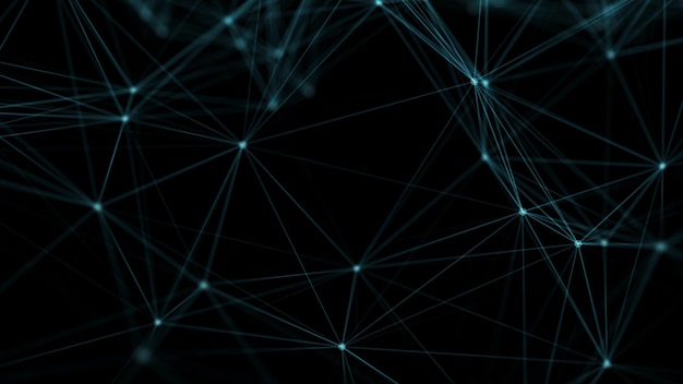 Structure de connexion réseau Transfert de données Arrière-plan abstrait avec entrelacement de points et de lignes 3D
