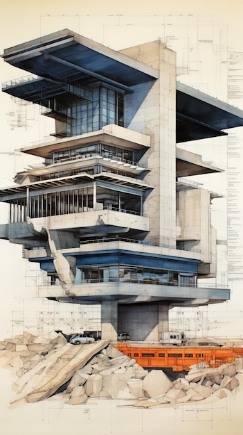 Photo structure du bâtiment futuriste