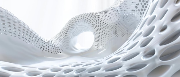 Structure futuriste perforée blanche ondes numériques abstraites de l'intelligence artificielle données de surface texture d'arrière-plan Concept de réseau technologique espace cybernétique futur