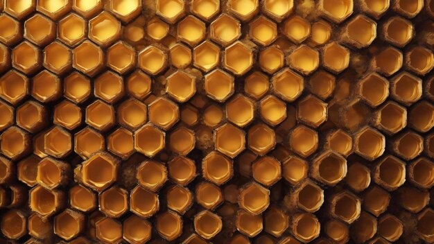 La structure hexagonale abstraite est un nid d'abeille d'une ruche remplie de miel doré.