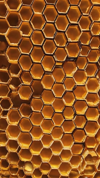 La structure hexagonale abstraite est un nid d'abeilles d'une ruche remplie de miel doré.