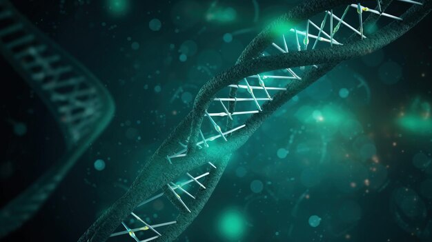 Structure humaine de l'ADN recherches sur les chromosomes Isolate de fond d'émeraude généré par l'IA