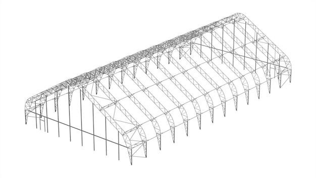 Structure métallique de l'entrepôt. Rendu 3D.