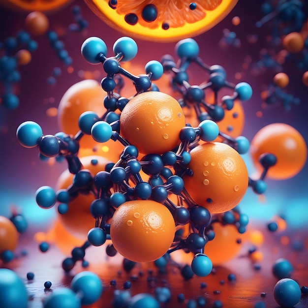Structure moléculaire de la vitamine C Illustration 3D du concept