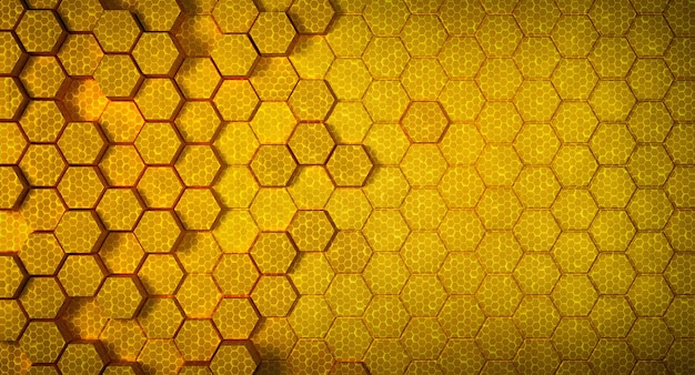 Structure en nid d'abeille jaune Fond hexagone futuriste