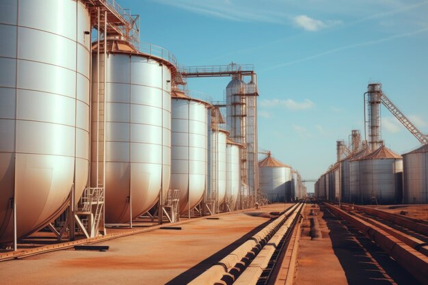 Structures métalliques de greniers pour le stockage et l'exportation de blé et de maïs générés par l'IA