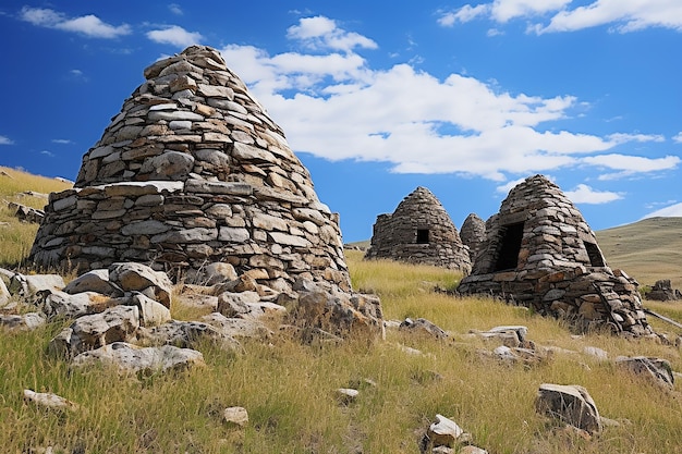 Structures en pierre à Medicine Mountain Wyoming