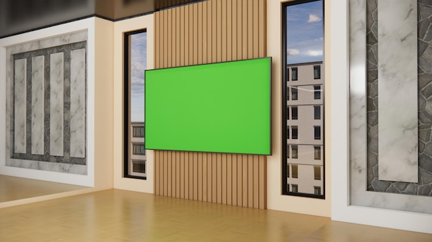 Photo studio d'arrière-plan virtuel avec rendu 3d à écran vert