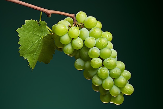 Studio élégance raisin réaliste avec fond vert