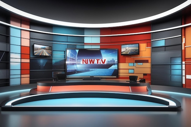 Studio de nouvelles virtuel 3D pour les émissions de télévision TV sur le mur