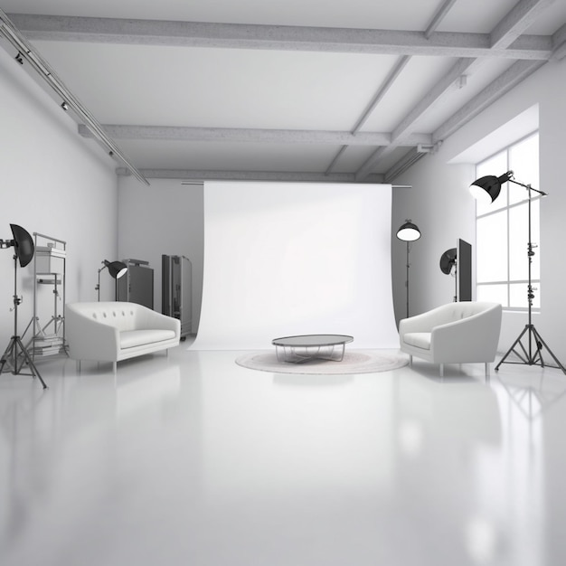 Studio de photographie avec fond blanc de haute qualité