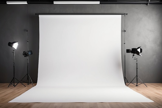 Studio de photographie Mockup de décor d'arrière-plan Vitrine de conception d'espace blanc en blanc