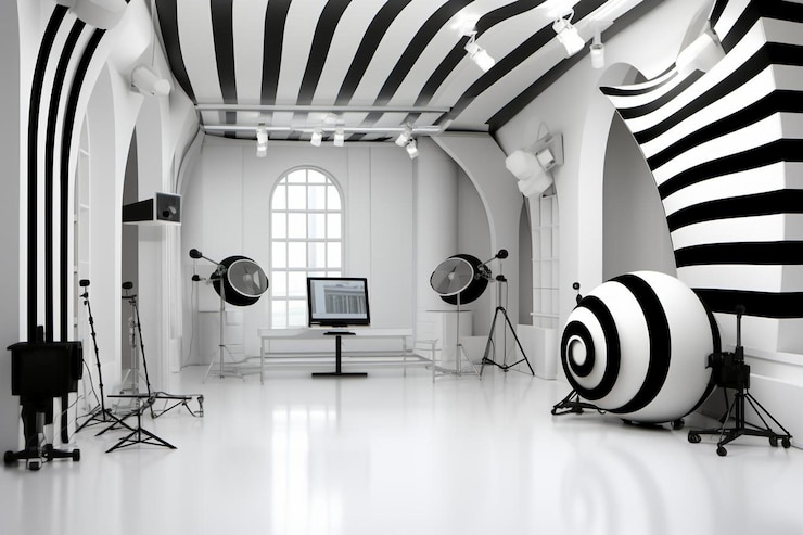 Photo studio de photographie vr conception d'une maquette de réalité virtuelle ai image