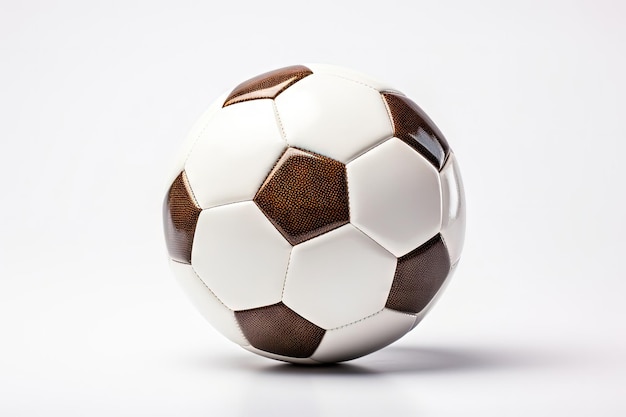Le studio de symbole de ballon de football traditionnel tourné sur fond blanc présente un motif hexagonal