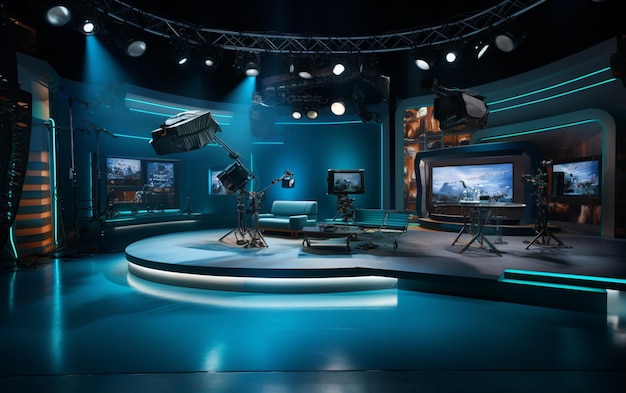 Studio de télévision avec caméra et lumières