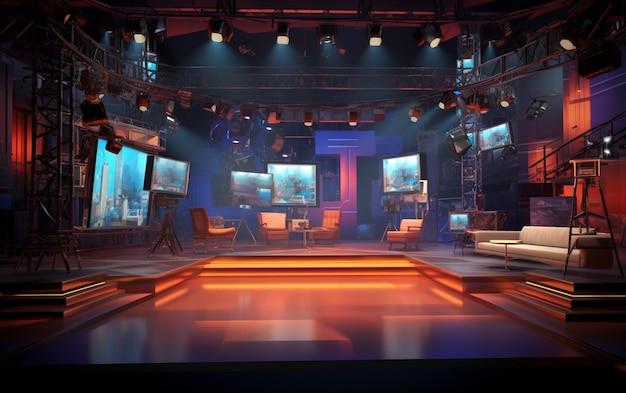 Studio TV avec caméra et lumières