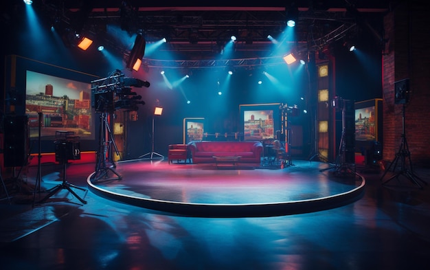 Studio TV avec caméra et lumières