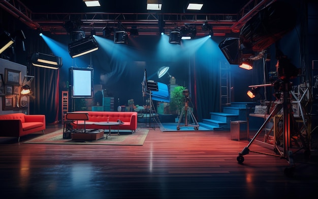 Studio TV avec caméra et lumières