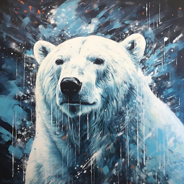 Photo le style acrylique de l'ours polaire