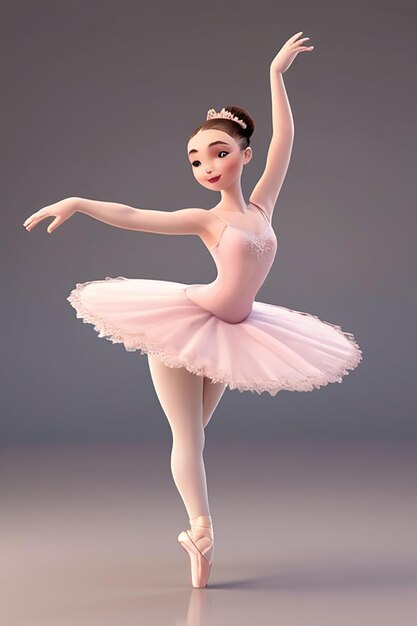 Style d'animation 3D Illustration de personnage de dessin animé d'une danseuse de ballet