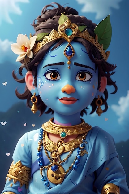 Photo style d'animation 3d mignon petit krishna v2