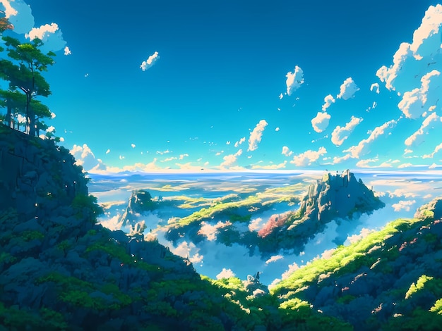 style anime de paysage fantastique