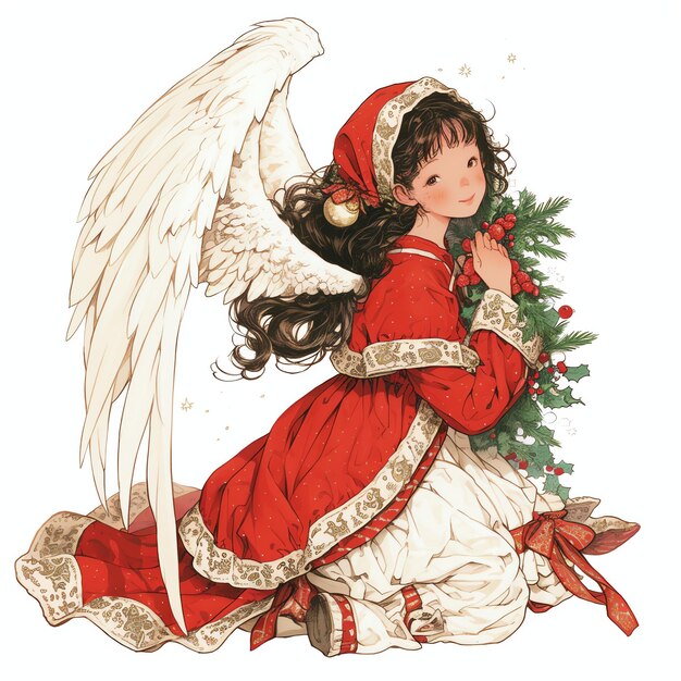 Style d'anime vintage de l'ange de Noël