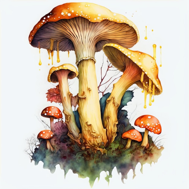 Style aquarelle illustration champignon