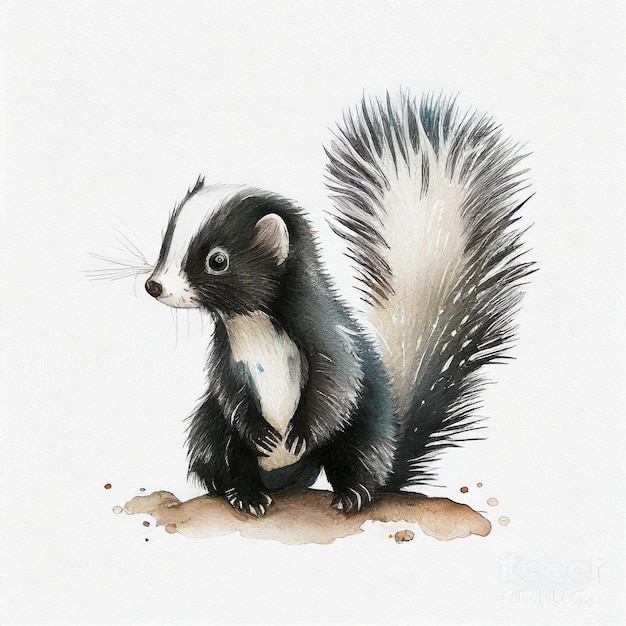 Style aquarelle Skunk IA générative