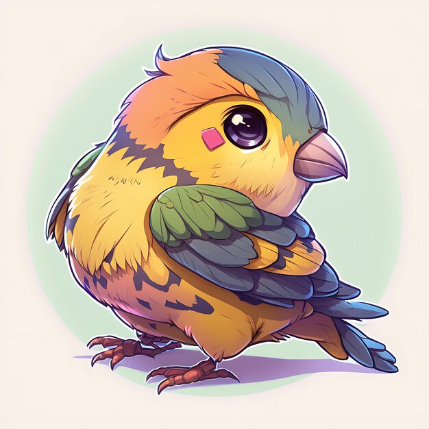 Photo le style d'art numérique de kawaii finch est coloré