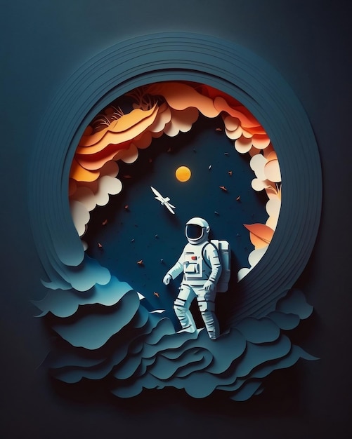 Photo style art papier astronaute