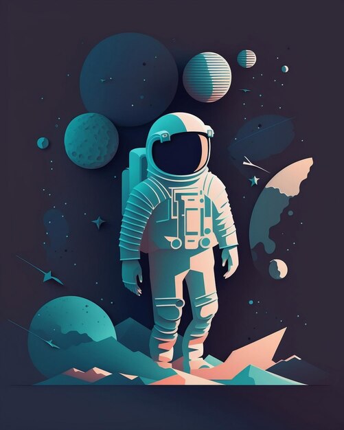 Photo style art papier astronaute