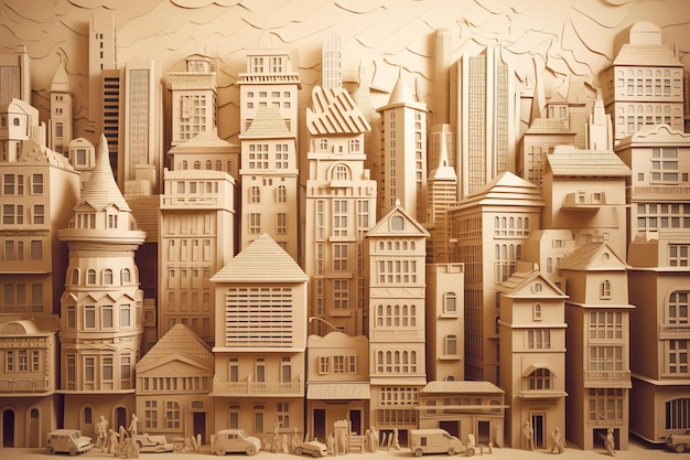 Style d'art papier d'un paysage urbain animé