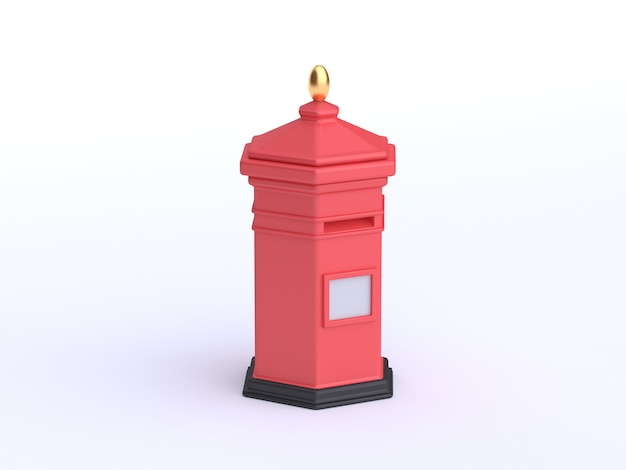 Style de bande dessinée 3d rouge post box rendu 3d blanc