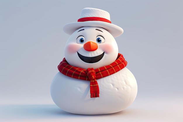 Style bonhomme de neige animation 3d fond blanc ai génératif