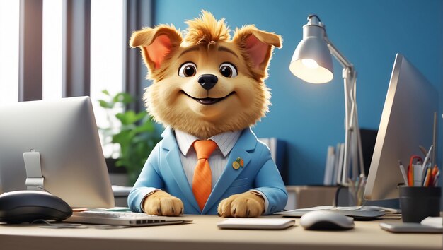 style chien d'affaires animal travaillant dans le bureau