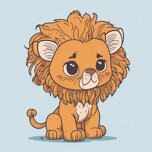 Photo style comique de dessin animé d'adorable lion mignon